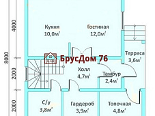 Проект №5 дом из бруса 7,5х8 - Ярославль