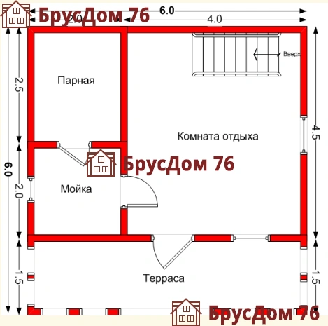 Проект №5 баня из профилированного бруса 6х7,5  - Ярославль