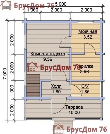 Проект №13 баня из профилированного бруса 5х7  - Ярославль