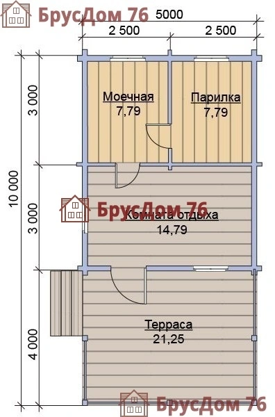 Проект №14 баня из профилированного бруса 5х10  - Ярославль