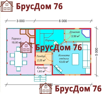 Проект №6 баня из профилированного бруса 5х9 - Ярославль