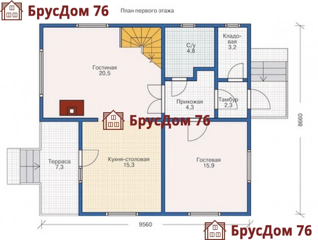Проект №17 дом из бруса 8х9 - Ярославль