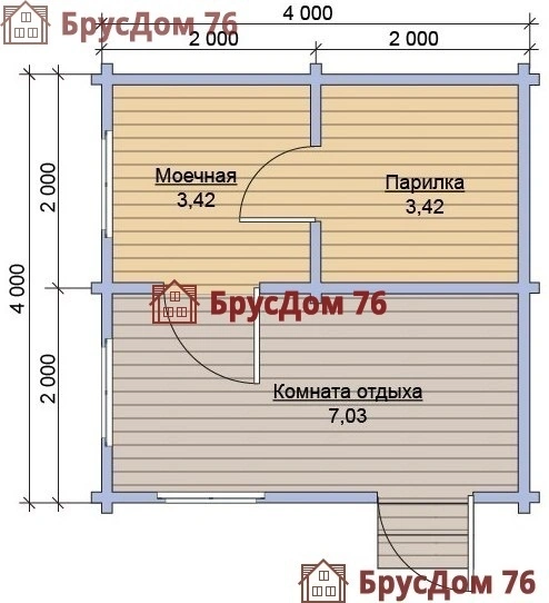 Проект №1 баня из профилированного бруса 4х4  - Ярославль