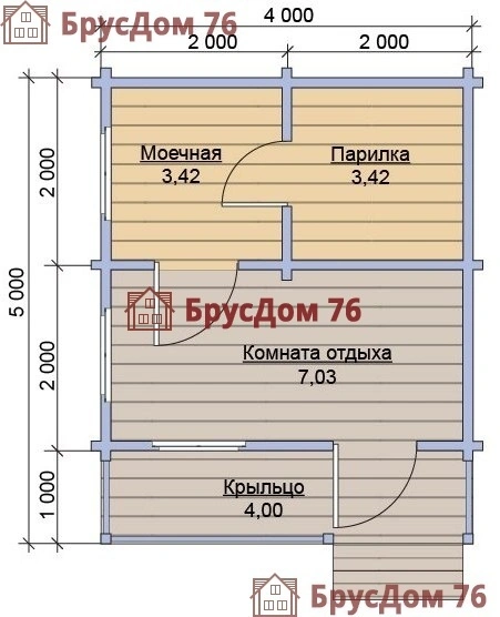 Проект №2 баня из профилированного бруса 4х5  - Ярославль