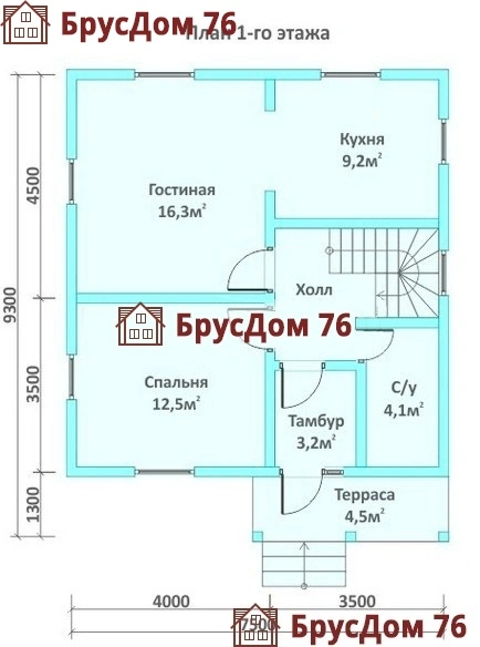 Проект №12 дом из бруса 7,5х8 - Ярославль