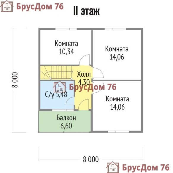 Проект №25 дом из бруса 8х8 - Ярославль