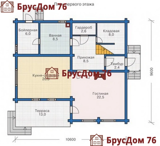Проект №19 дом из бруса 9,6х10,6 - Ярославль