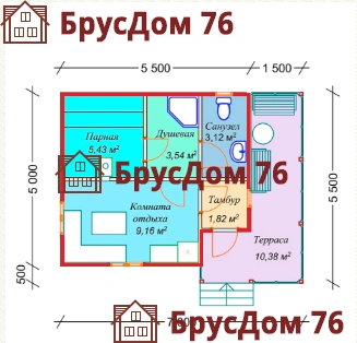 Проект №3 баня из профилированного бруса 5,5х7  - Ярославль