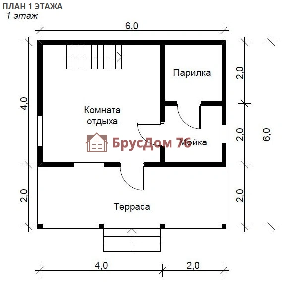 Проект №37 баня из профилированного бруса 6х6  - Ярославль