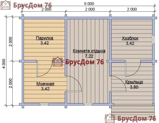 Проект №9 баня из профилированного бруса 4х6  - Ярославль
