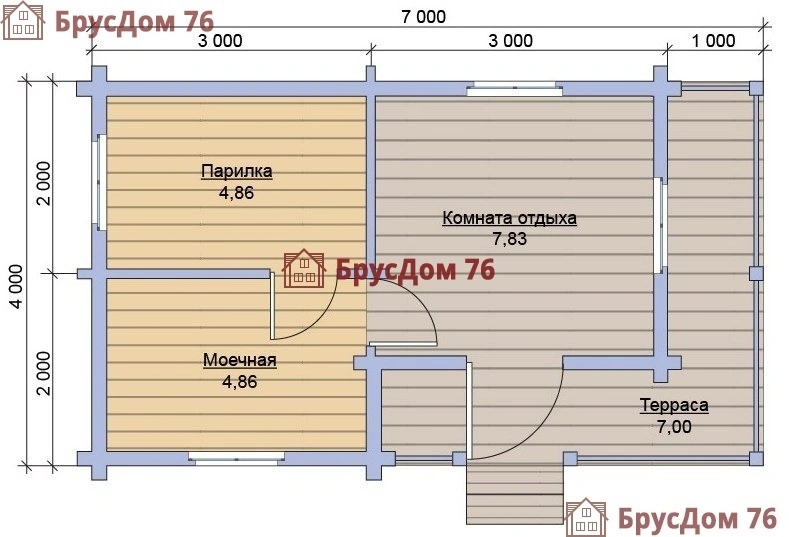 Проект №10 баня из профилированного бруса 4х7  - Ярославль