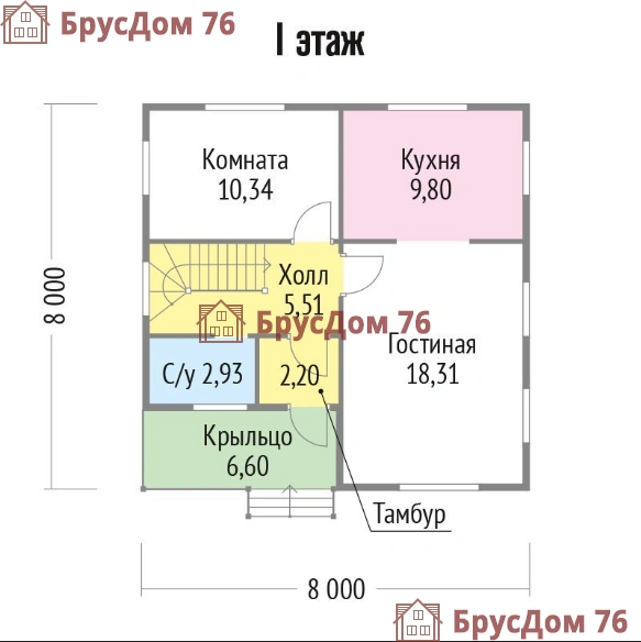 Проект №25 дом из бруса 8х8 - Ярославль