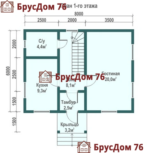Проект №8 дом из бруса 6х8 - Ярославль