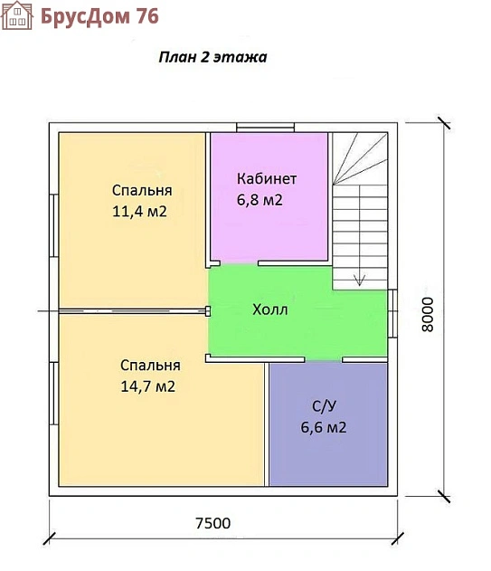 Проект №28 дом из бруса 7,5х8 - Ярославль