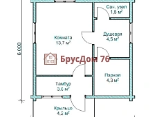 Проект №16 баня из профилированного бруса 6х6  - Ярославль