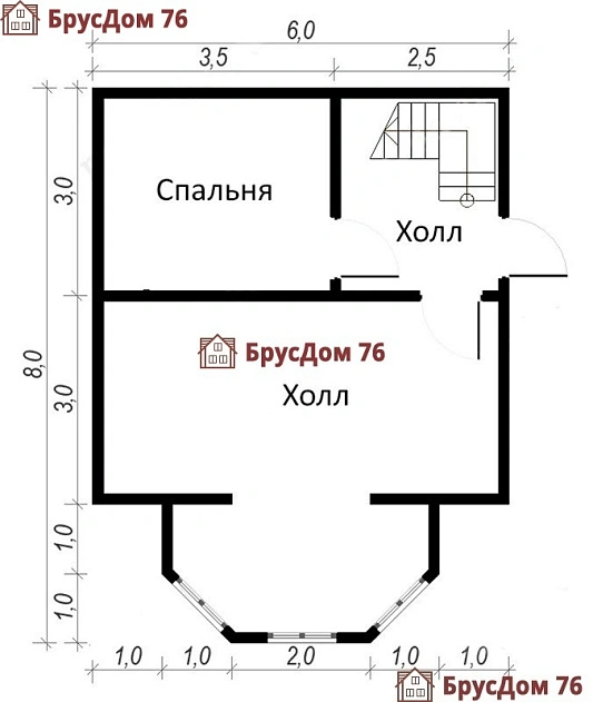 Проект №3 каркасный дом 6х8