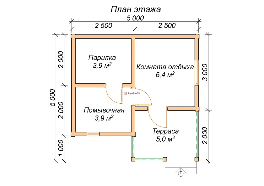 Проект №36 баня из профилированного бруса 5х5 - Ярославль