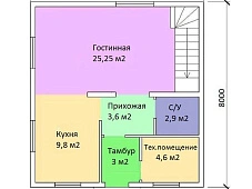 Проект №6 каркасный дом 7,5х8