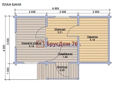 Проект №40 баня из профилированного бруса 3х6  - Ярославль