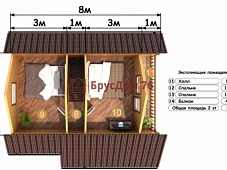 Проект №35 баня из профилированного бруса 6х8  - Ярославль