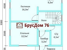 Проект №12 дом из бруса 7,5х8 - Ярославль