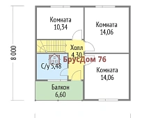 Проект №25 дом из бруса 8х8 - Ярославль
