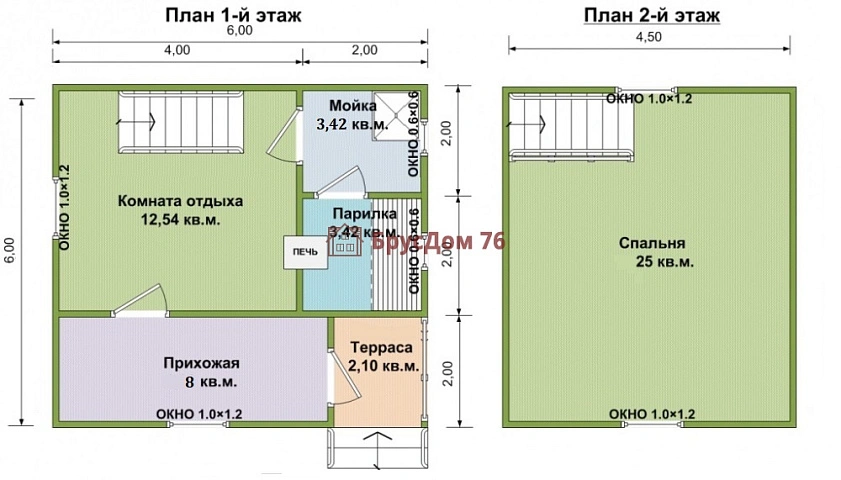 Проект №34 баня из профилированного бруса 6х6  - Ярославль