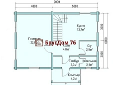 Проект №6 дом из бруса 6х9 - Ярославль
