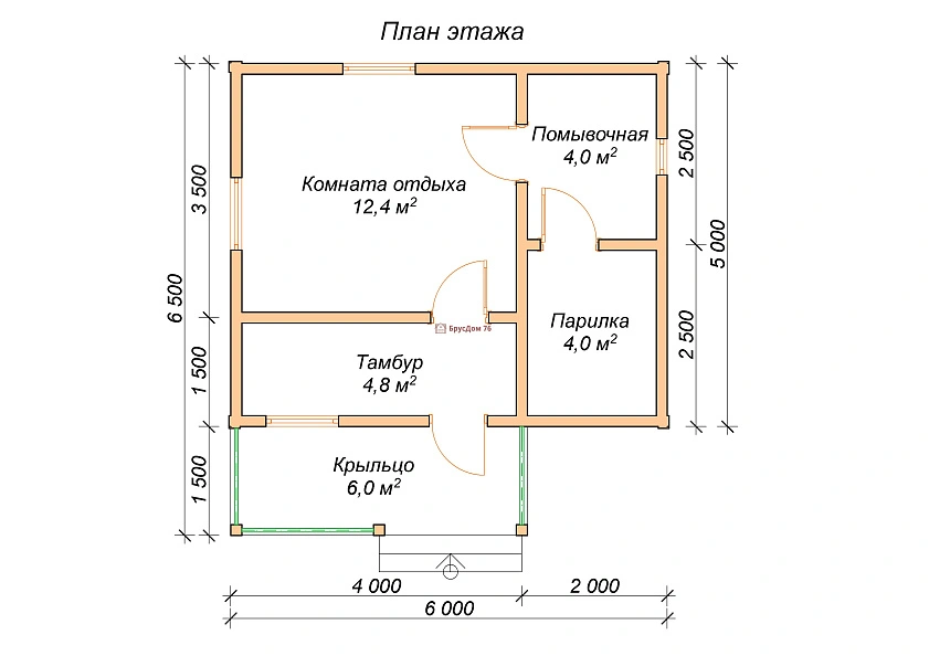 Проект №12 баня из профилированного бруса 5х5  - Ярославль