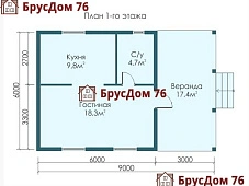 Проект №13 дом из бруса 6х9 - Ярославль