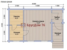 Проект №41 баня из профилированного бруса 4х8  - Ярославль