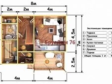 Проект №35 баня из профилированного бруса 6х8  - Ярославль