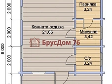 Проект №42 баня из профилированного бруса 6х8 - Ярославль