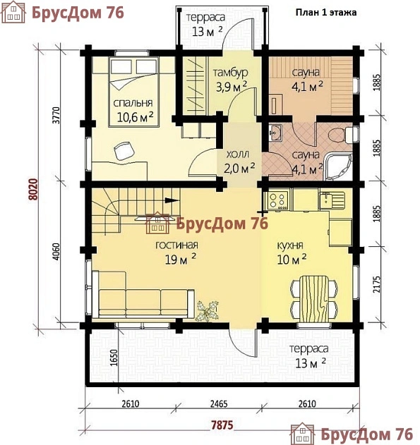 Проект №27 дом из бруса 8х8 - Ярославль