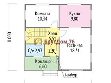 Проект №25 дом из бруса 8х8 - Ярославль