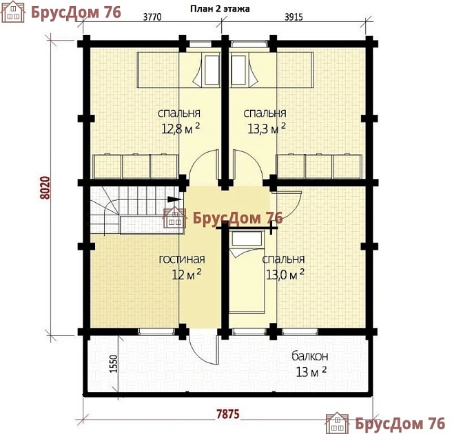 Проект №27 дом из бруса 8х8 - Ярославль