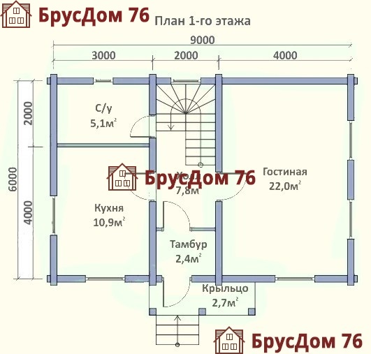 Проект №15 дом из бруса 6х9 - Ярославль