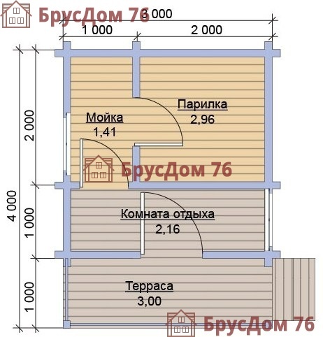 Проект №4 - баня из бруса 3х4 - Ярославль