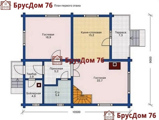 Проект №11 дом из бруса 9х10,5 - Ярославль