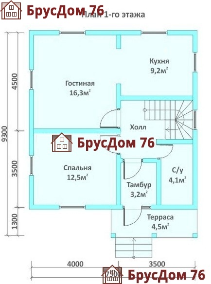 Проект №12 дом из бруса 7,5х8 - Ярославль