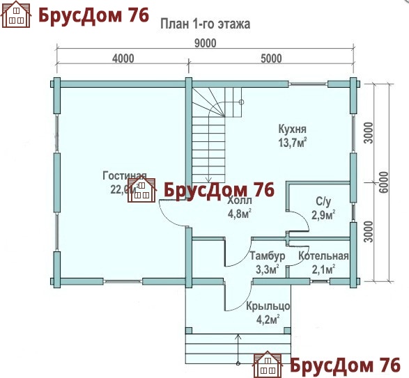 Проект №6 дом из бруса 6х9 - Ярославль