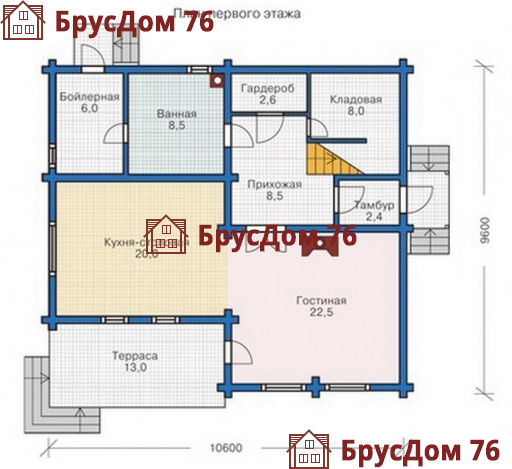 Проект №19 дом из бруса 9,6х10,6 - Ярославль