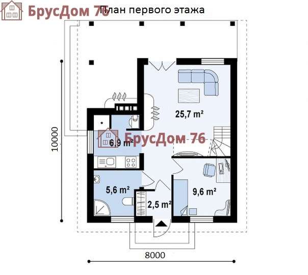 Проект №30 дом из бруса 8х10 - Ярославль
