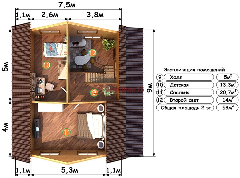 Проект №33 дом из бруса 9х9 - Ярославль