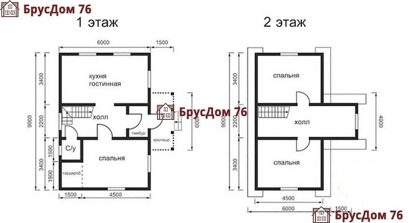 Проект №14 дом из бруса 7,5х9 - Ярославль
