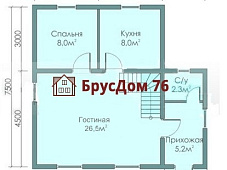 Проект №7 дом из бруса 7,5х8 - Ярославль