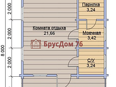 Проект №42 баня из бруса 6х8  - Ярославль