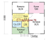 Проект №25 дом из бруса 8х8 - Ярославль